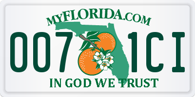 FL license plate 0071CI