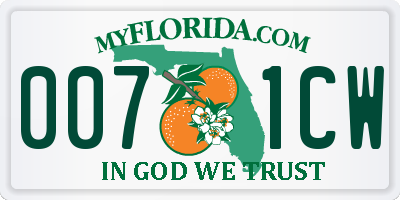 FL license plate 0071CW