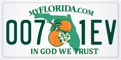 FL license plate 0071EV