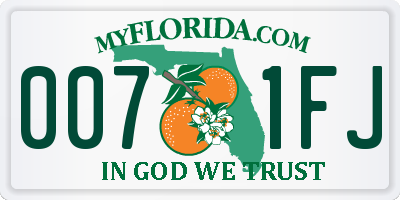 FL license plate 0071FJ