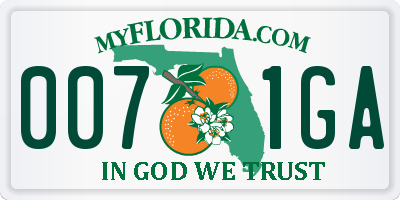FL license plate 0071GA