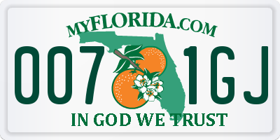 FL license plate 0071GJ