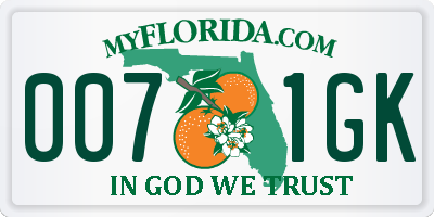 FL license plate 0071GK