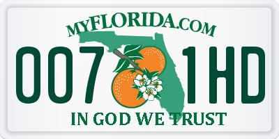 FL license plate 0071HD