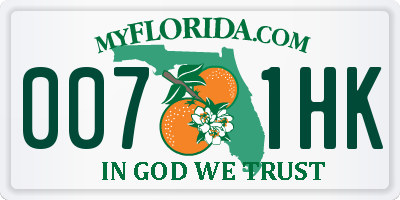 FL license plate 0071HK