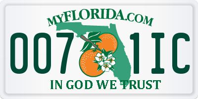 FL license plate 0071IC