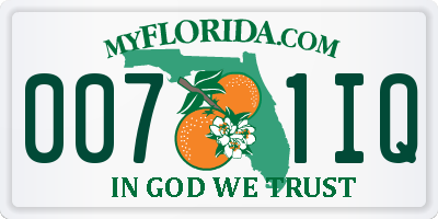 FL license plate 0071IQ