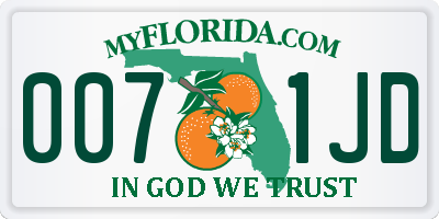 FL license plate 0071JD