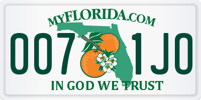 FL license plate 0071JO