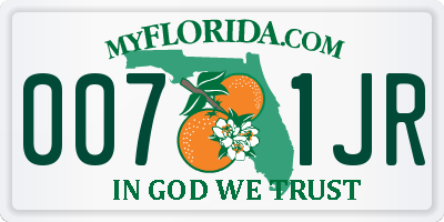 FL license plate 0071JR