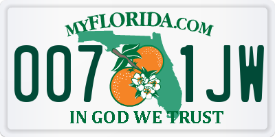 FL license plate 0071JW