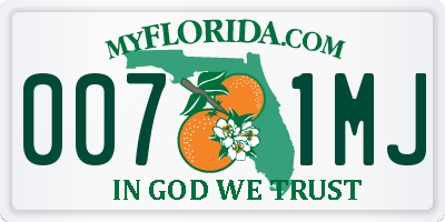 FL license plate 0071MJ