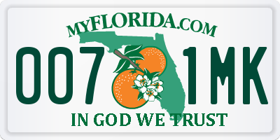 FL license plate 0071MK