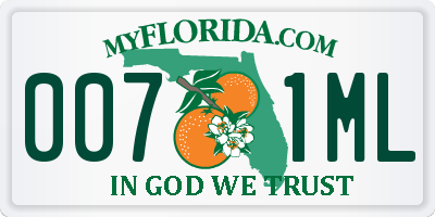 FL license plate 0071ML
