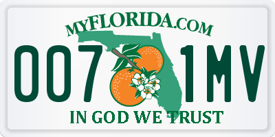 FL license plate 0071MV