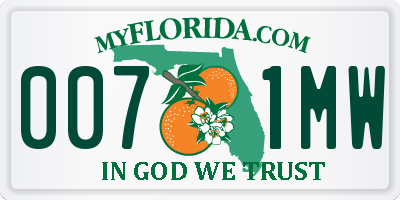 FL license plate 0071MW