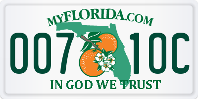 FL license plate 0071OC