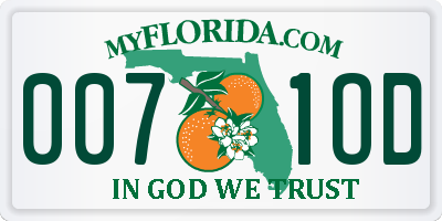 FL license plate 0071OD