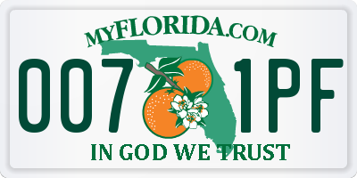 FL license plate 0071PF