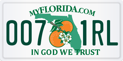 FL license plate 0071RL