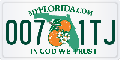 FL license plate 0071TJ