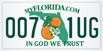 FL license plate 0071UG