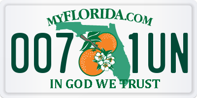 FL license plate 0071UN