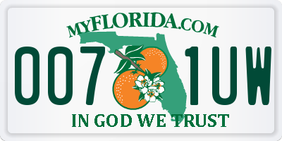 FL license plate 0071UW