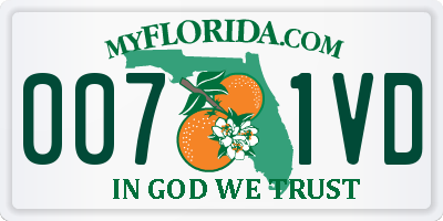 FL license plate 0071VD
