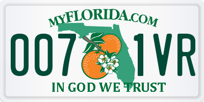 FL license plate 0071VR