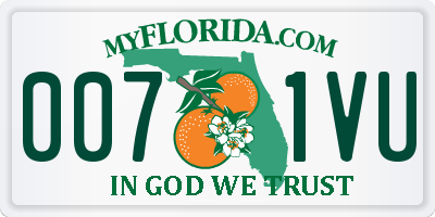 FL license plate 0071VU