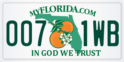 FL license plate 0071WB