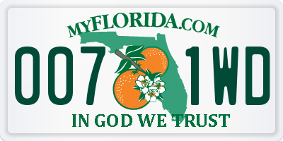 FL license plate 0071WD