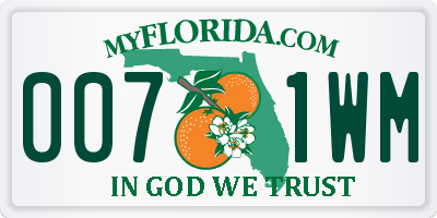 FL license plate 0071WM
