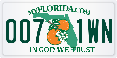 FL license plate 0071WN