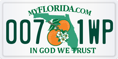 FL license plate 0071WP