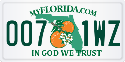 FL license plate 0071WZ