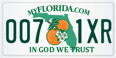 FL license plate 0071XR