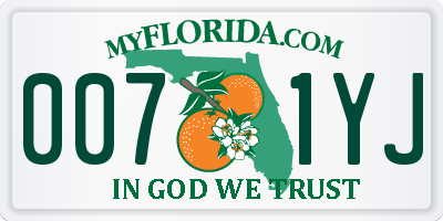 FL license plate 0071YJ