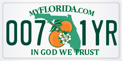 FL license plate 0071YR