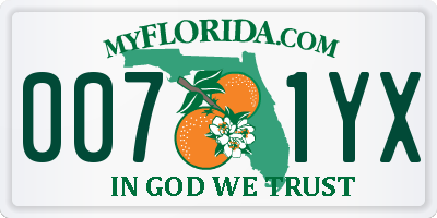 FL license plate 0071YX