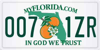 FL license plate 0071ZR