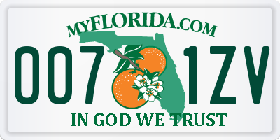 FL license plate 0071ZV