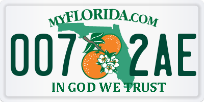 FL license plate 0072AE