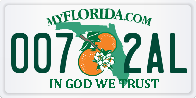 FL license plate 0072AL