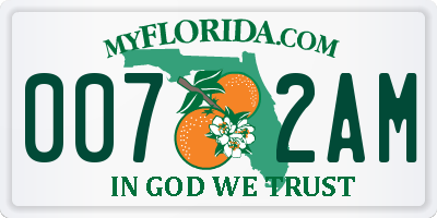FL license plate 0072AM
