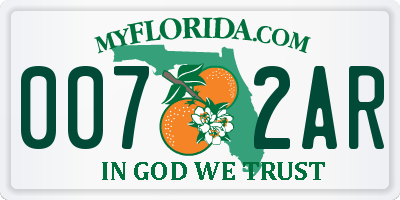 FL license plate 0072AR