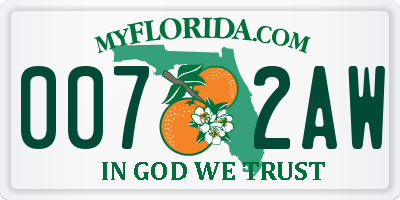 FL license plate 0072AW