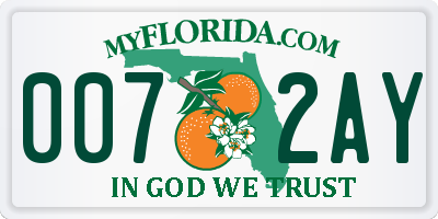 FL license plate 0072AY