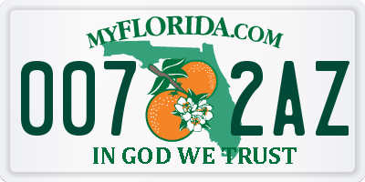 FL license plate 0072AZ